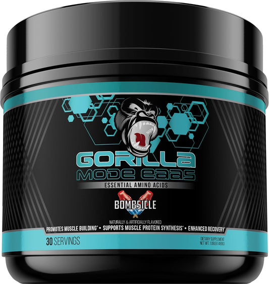 Gorilla Mind Gorilla Mode EAAs - Support Muscle Growth, Recovery, and Protein Synthesis - Pre, Intra, or Post-Workout Supplement - 489g (Bombsicle)