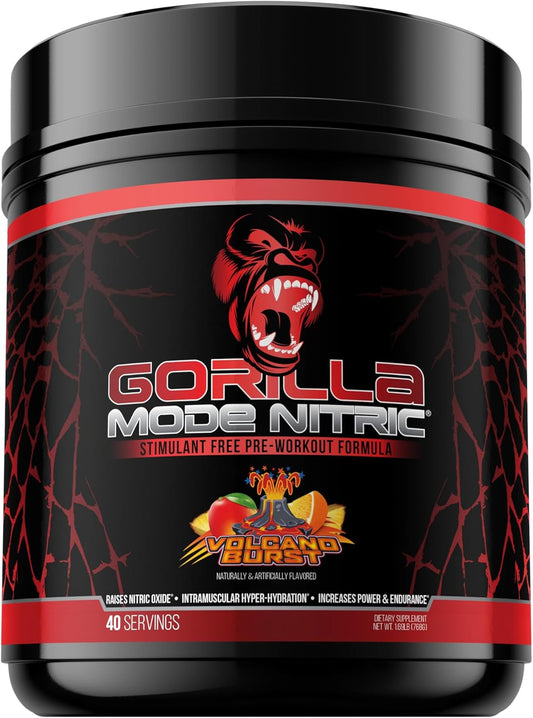 Gorilla Mind Nitric Upgraded Pre-Workout for Massive Pumps and Vasodilation Power - 768g Volcano Burst Flavor