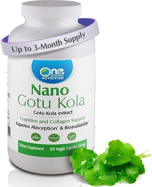 Gotu Kola Extract Capsules - 250mg (120 Servings) | Enhanced Absorption for Brain Function & Collagen | Vegan & Gluten-Free | Non-GMO