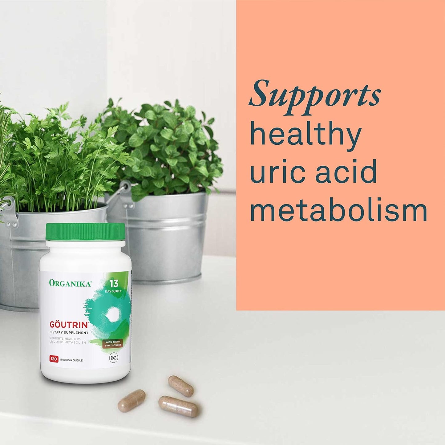 Goutrin Supplement - Supports Gout Symptom Relief, Improves Uric Acid Metabolism, Joint Health - 120 Vegetarian Capsules