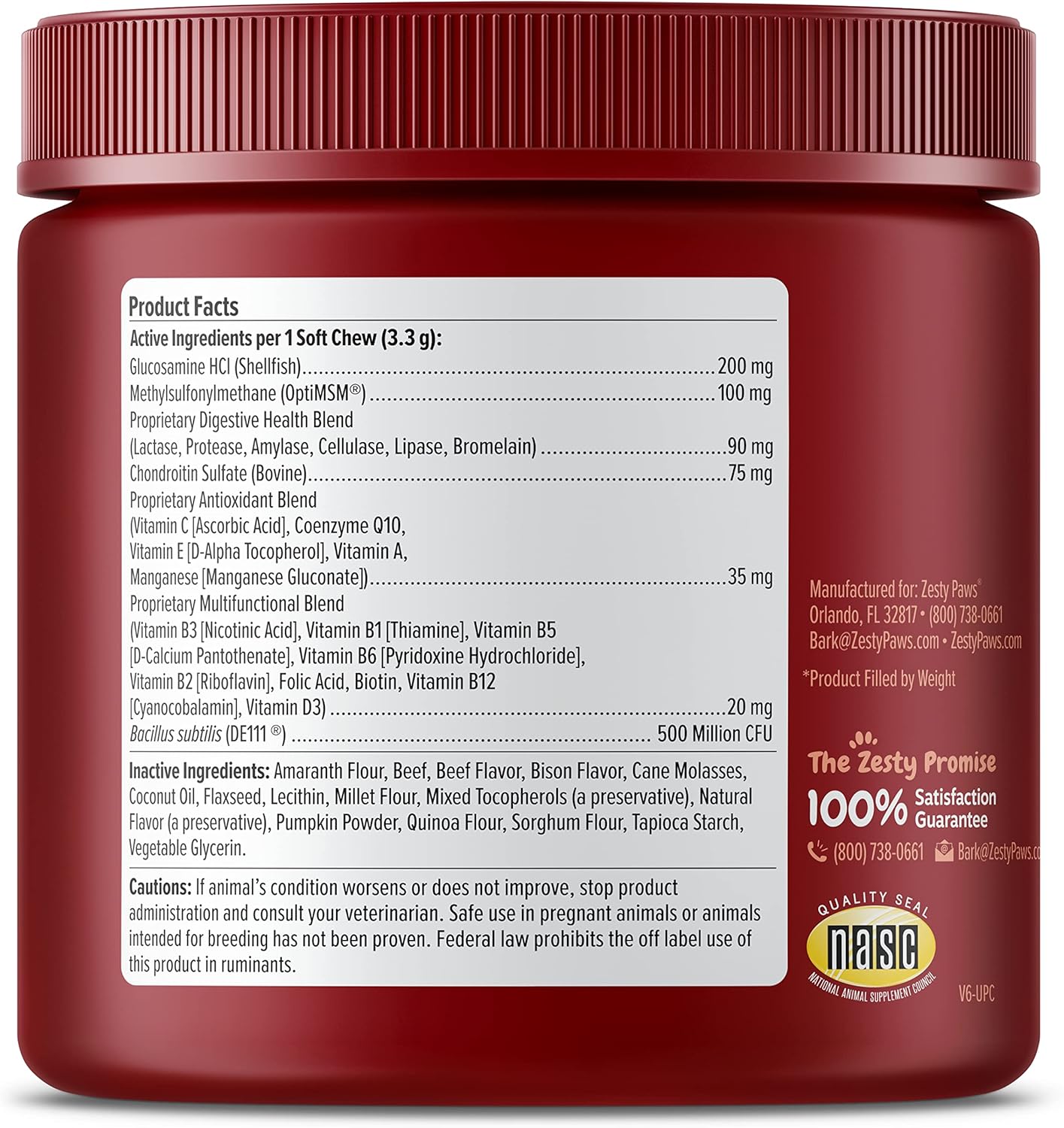 Grain-Free Dog Multivitamin Treats with Glucosamine Chondroitin, Probiotics, and Digestive Enzymes for Joint, Skin, and Immune Health - 90 Count