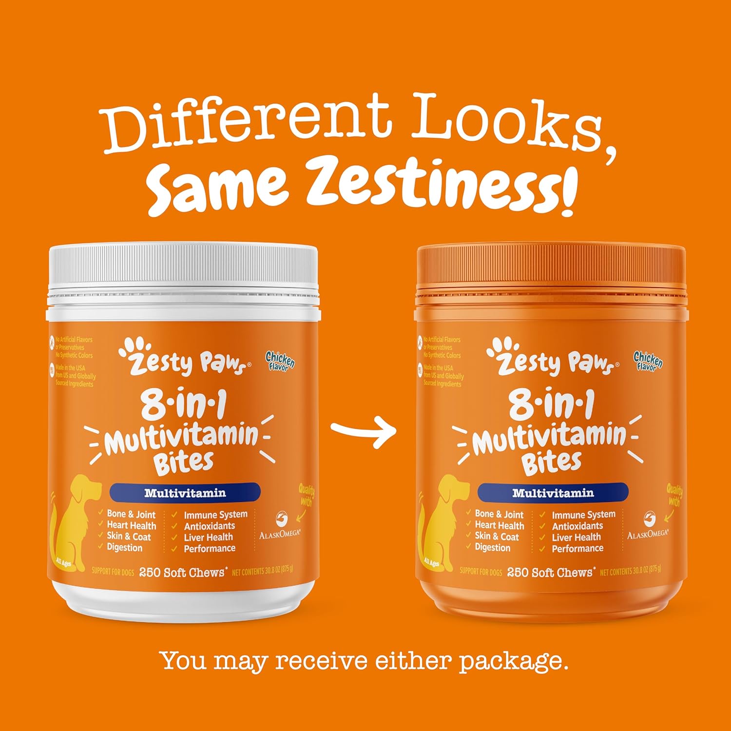 Grain-Free Dog Multivitamin Treats with Glucosamine & Probiotics - Joint, Skin, Coat, and Immune Support - 250 Treats