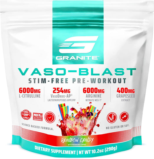 Granite Supplements Vaso Blast Advanced Stimulant-Free Pre-Workout - Rainbow Candy Flavor