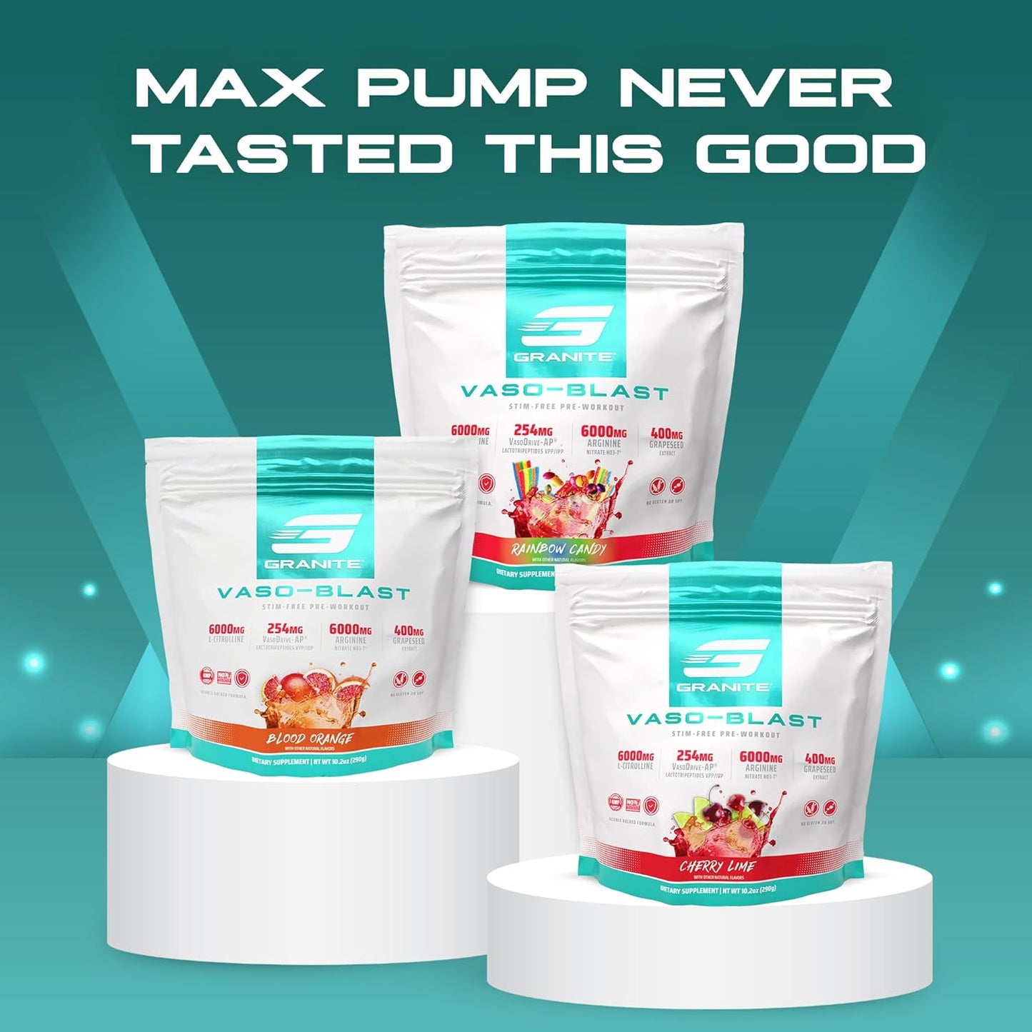 Granite Supplements Vaso Blast: Cherry Lime Stimulant-Free Pre Workout with Grapeseed Extract & Arginine Nitrite