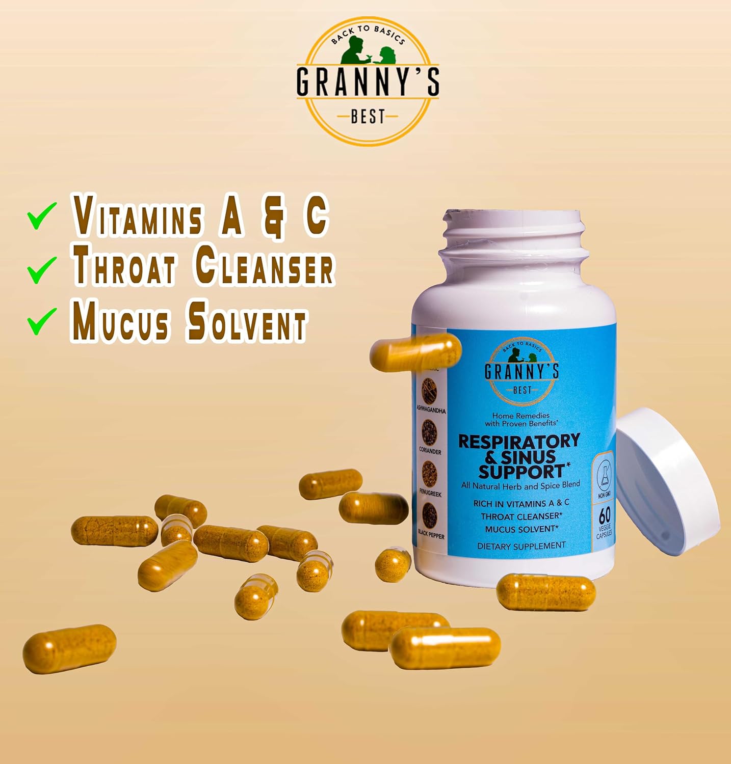Granny's Best™ Respiratory and Sinus Support Formula - Natural Relief for Breathing Issues and Congestion
