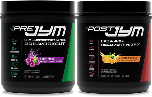 Grape Candy Pre-Workout Powder & Post-Workout Supplement Bundle - 30 Servings Each