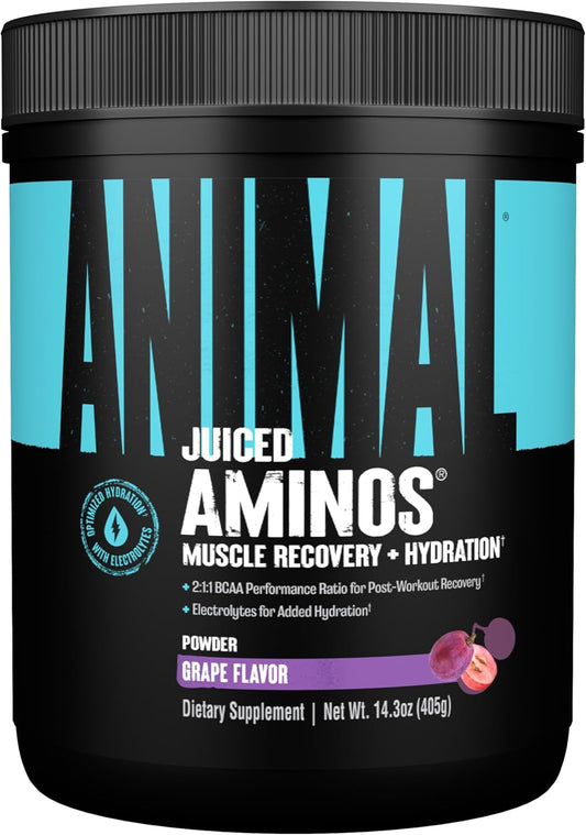 Grape Flavored Animal Juiced Amino Acids BCAA Powder with Electrolytes and Sea Salt for Recovery and Performance - 30 Servings