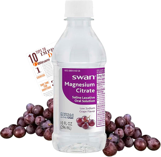 Grape Flavored Magnesium Citrate Oral Solution - Gentle Liquid Laxative for Digestive Health - 10 Oz Bottle with Tip Card