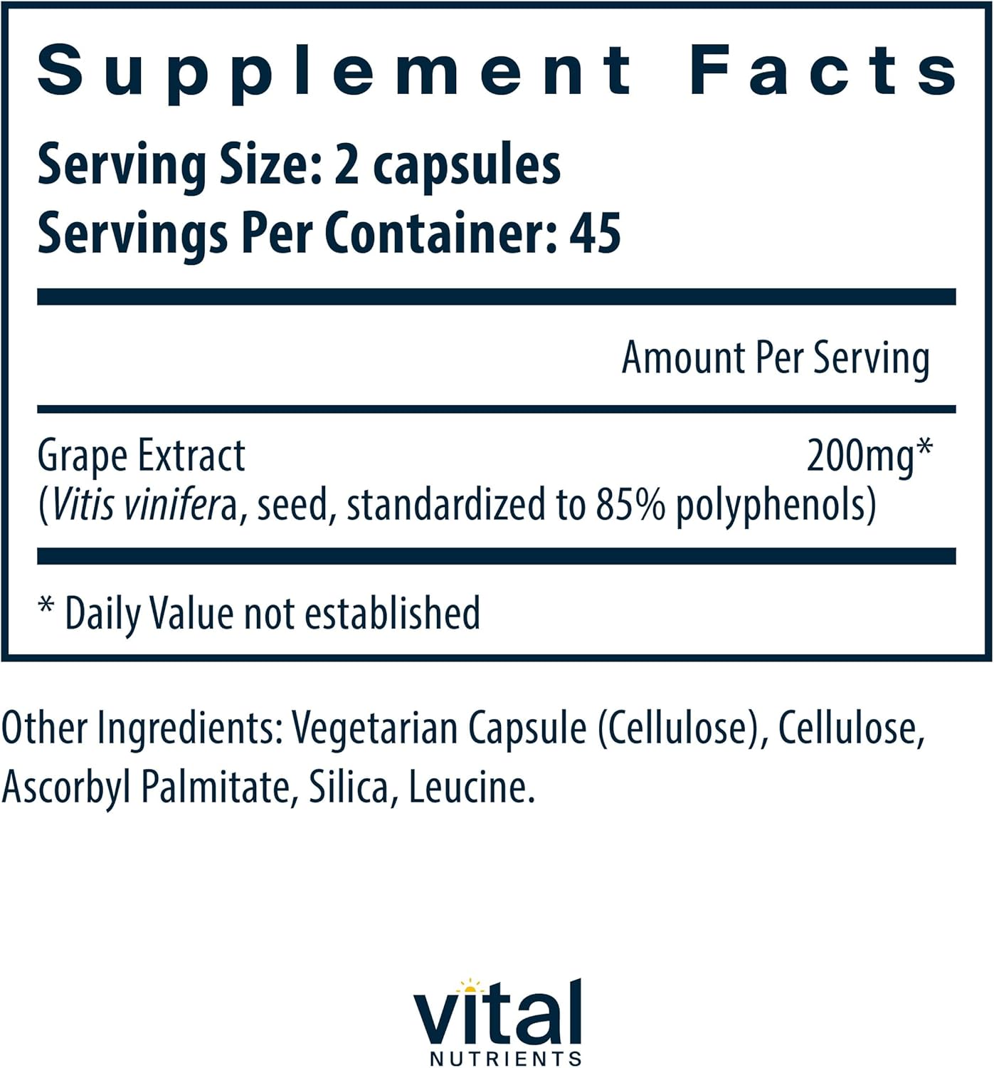 Grape Seed Extract 100mg Capsules | Antioxidant for Circulation, Capillary & Vein Health | Non-GMO | Gluten, Dairy, Soy Free | 90 Count