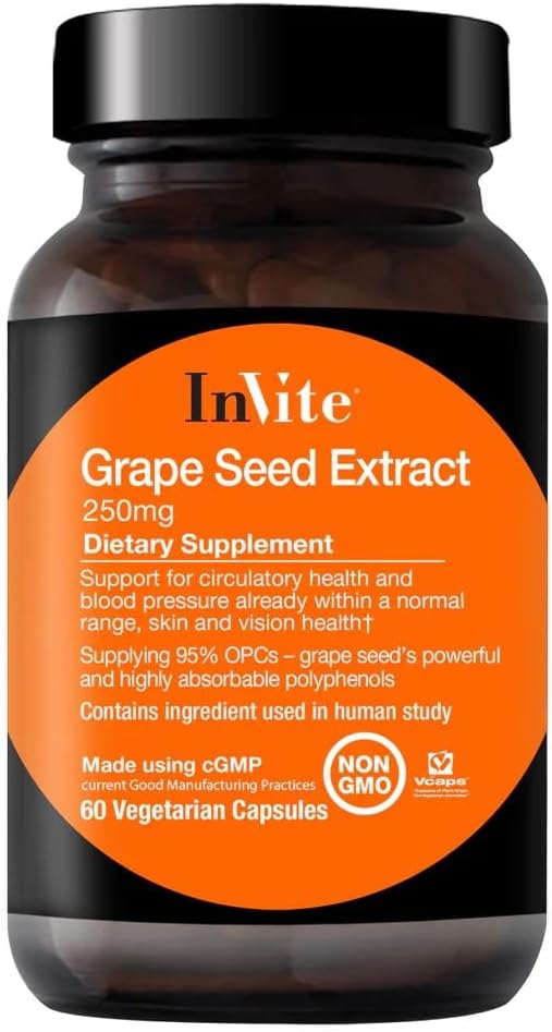 Grape Seed Extract Capsules for Circulatory Health and Blood Pressure Support - 60 Vegetarian Capsules (2-Pack)