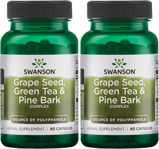 Grape Seed Green Tea & Pine Bark Complex: Heart & Cardiovascular Support Supplement - 120 Capsules for Immune Health & Antioxidant Boost
