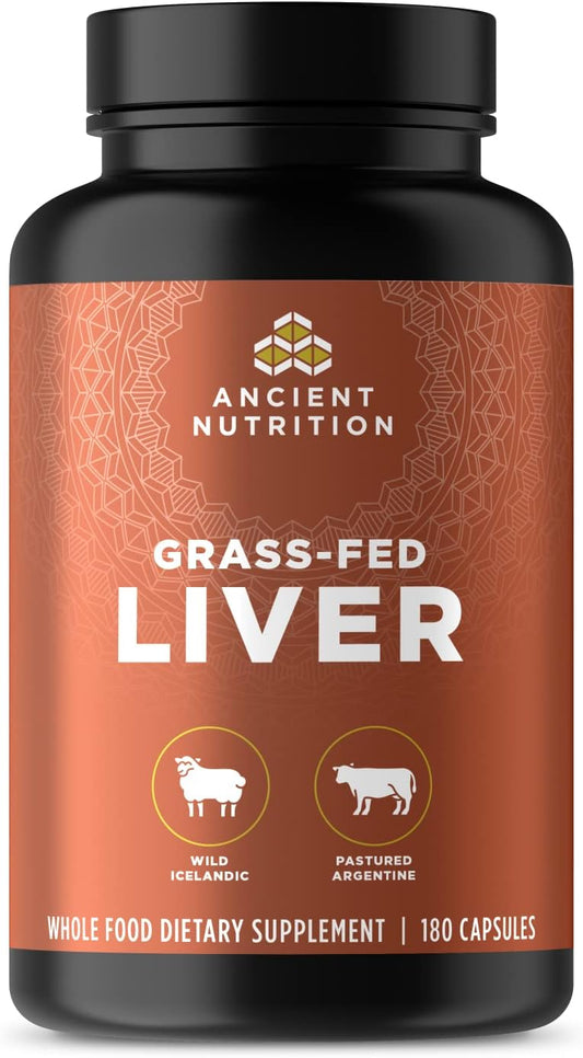 Grass-Fed and Wild Organ Complex Capsules by Ancient Nutrition - Beef & Lamb Liver Supplement for Healthy Blood, Gut, and Liver - 180 Ct