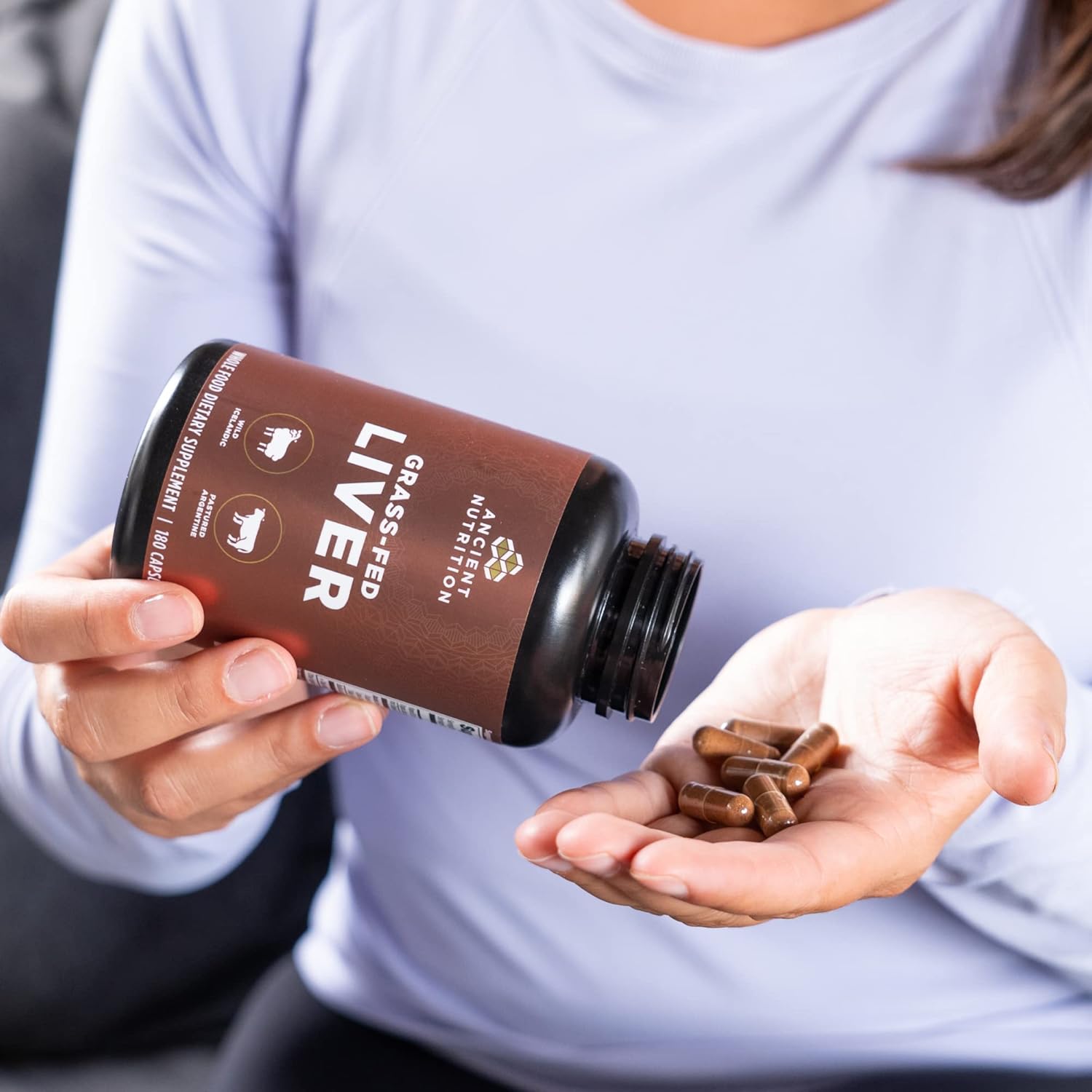 Grass-Fed and Wild Organ Complex Capsules by Ancient Nutrition - Beef & Lamb Liver Supplement for Healthy Blood, Gut, and Liver - 180 Ct