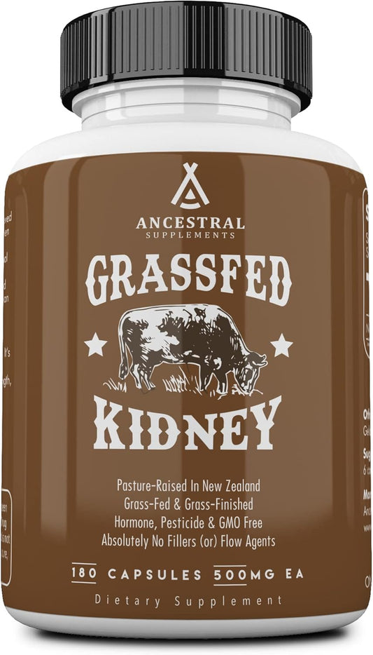 Grass Fed Beef Kidney Supplement 3000mg with DAO Enzyme for Urinary and Histamine Health - Selenium, B12, Non GMO - 180 Capsules