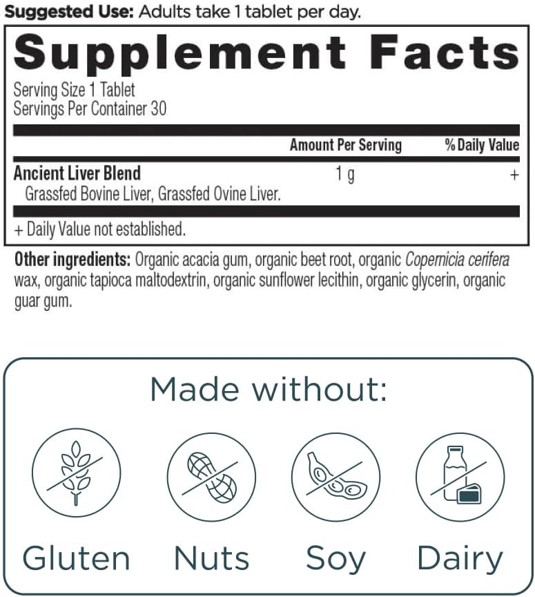 Grass-Fed Beef & Lamb Organ Complex Capsules for Healthy Blood, Gut, and Liver - Ancient Nutrition Organ Supplements, 30 Ct