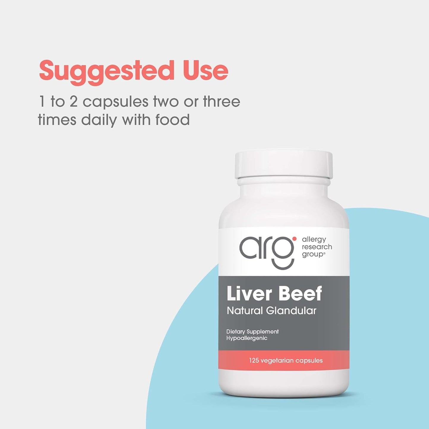 Grass-fed Beef Liver Capsules - Glandular Liver Support Supplement 1000mg, 125 Count
