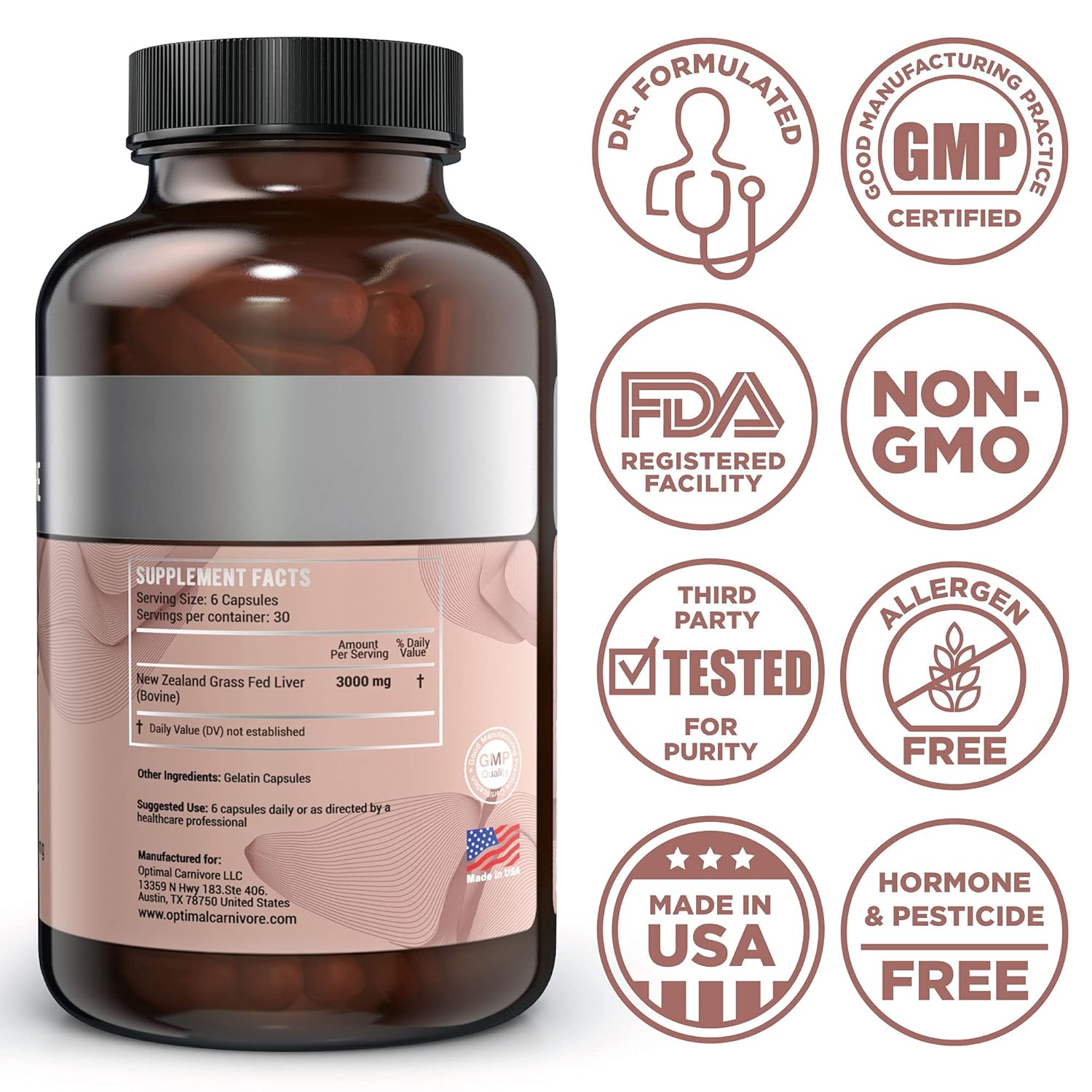 Grass Fed Beef Liver Capsules - Premium Desiccated Liver Supplement