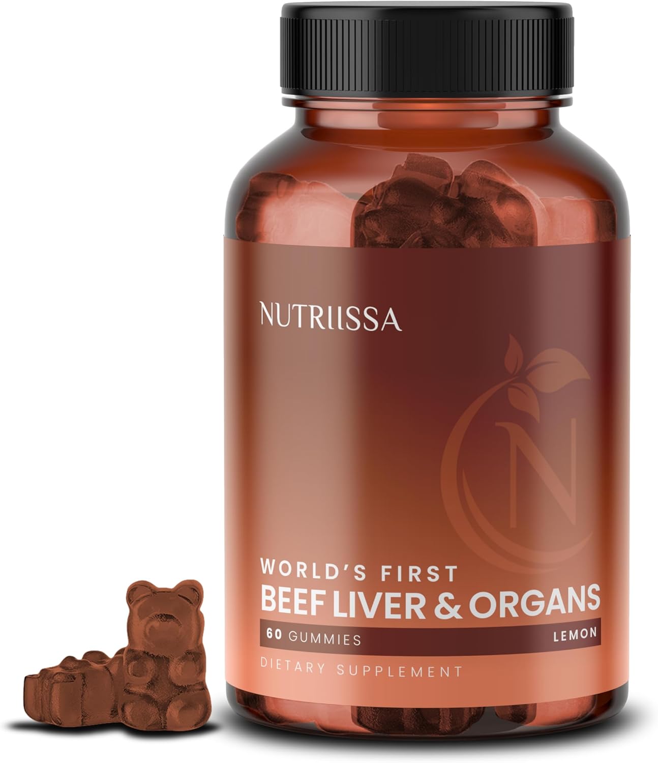 Grass-Fed Beef Organ Gummies with Liver, Heart, Kidney, Pancreas & Spleen - Nutrient-Rich Support - Certified EPEB - 60 Lemon Flavored Gummies