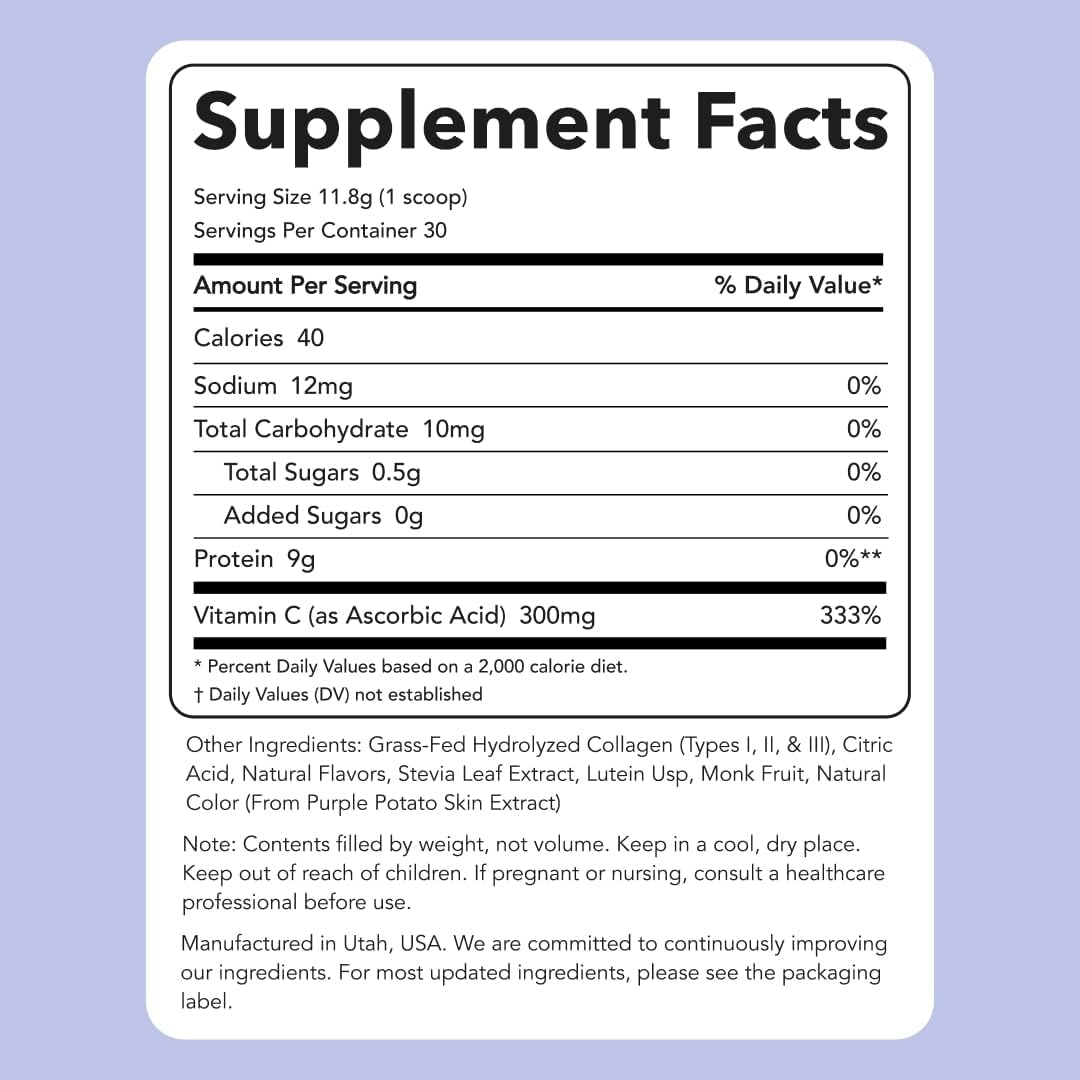 Grass-Fed BlackBerry Lemonade Super Collagen - Hydrolyzed Types I, II, & III, 30 Servings