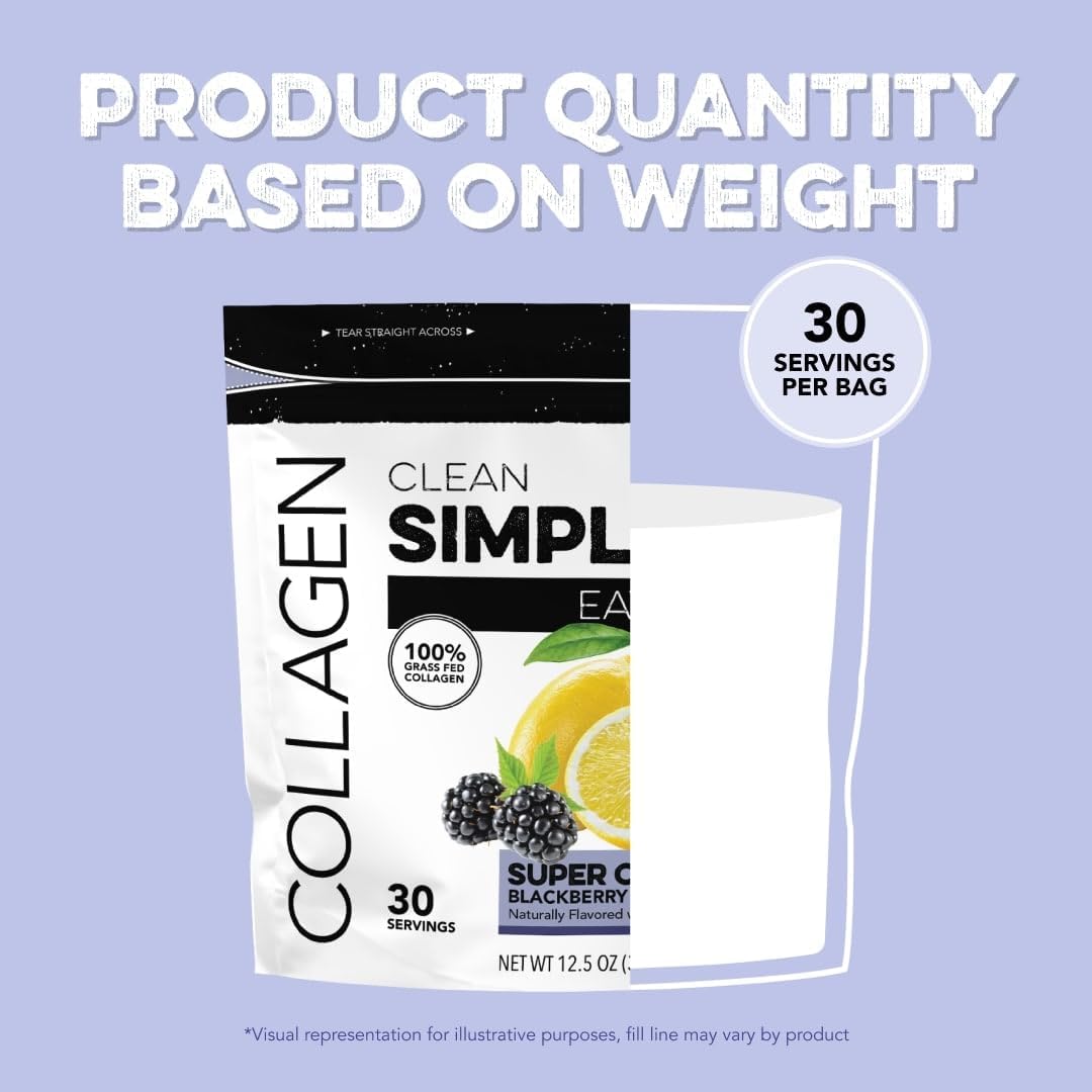 Grass-Fed BlackBerry Lemonade Super Collagen - Hydrolyzed Types I, II, & III, 30 Servings