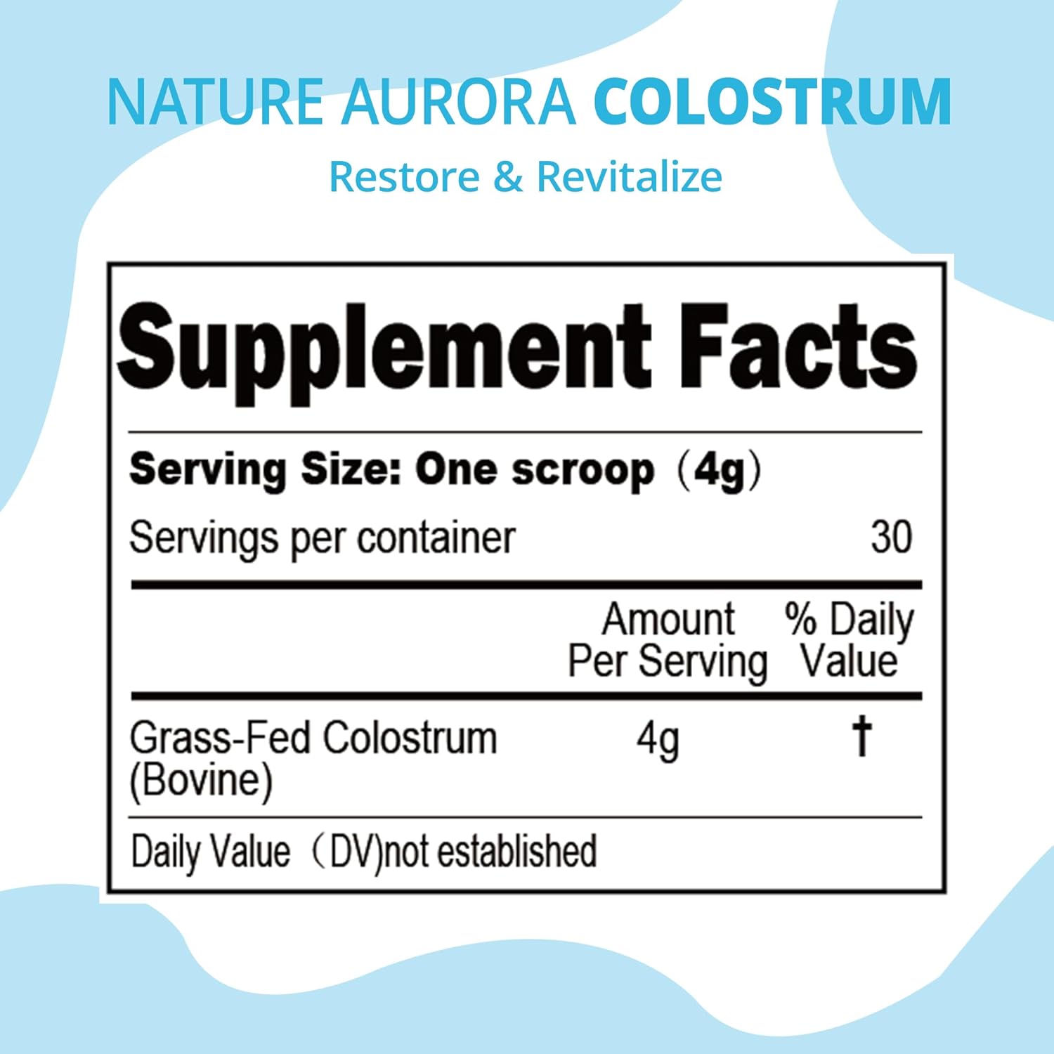 Grass-Fed Bovine Colostrum Powder Supplement - 4000mg 40% IgG for Gut Health, Hair Growth, and Immune Support - Unflavored, Easy to Mix, 30 Servings