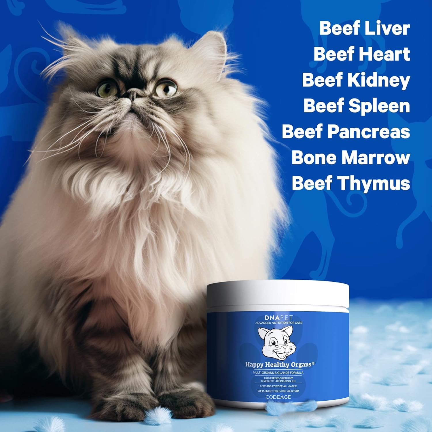 Grass-Fed Bovine Organ Supplement for Cats with Vitamins & Minerals for Healthy Joints - 1.48 oz