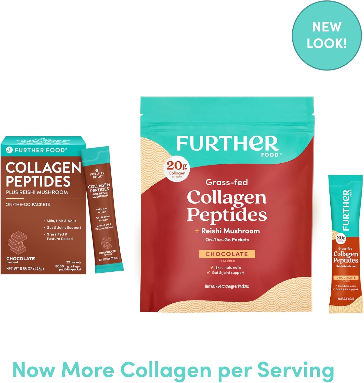 Grass-Fed Chocolate Collagen Peptides Stick Packs for Gut Health + Joint Support, Hair, Skin, Nails - Paleo Keto Sugar-Free Powder 9.74 oz