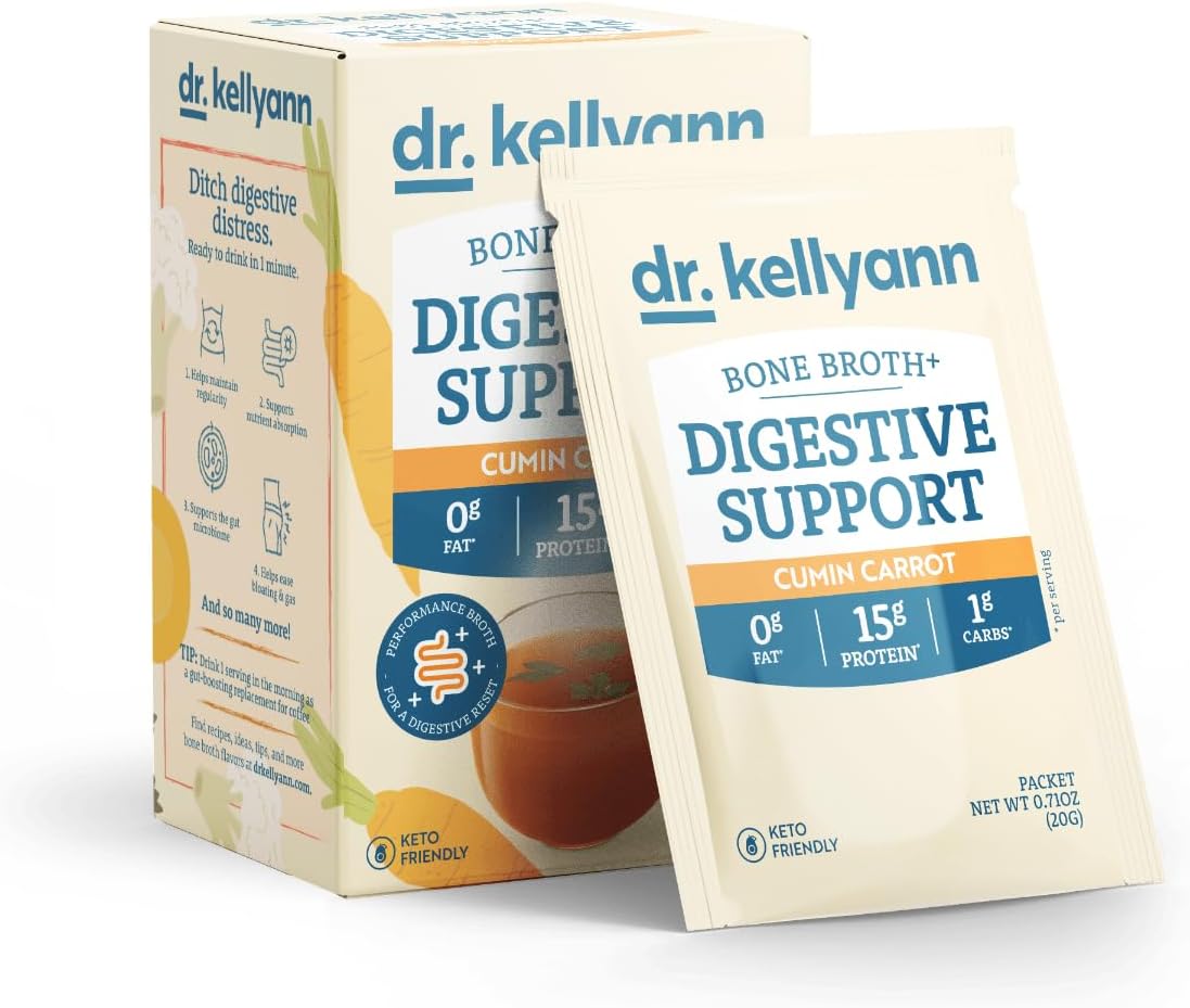 Grass-Fed Collagen Bone Broth Powder Packets for Digestive Support (7 Servings, 16g Protein) - Keto & Paleo Friendly