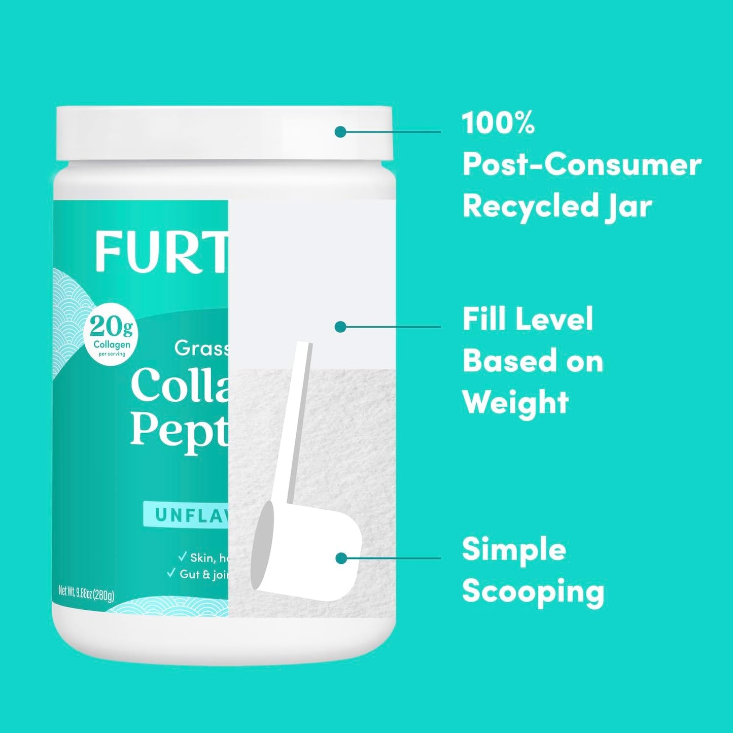 Grass-Fed Collagen Peptides Powder for Gut Health, Unflavored Hydrolyzed Type 1 & 3 Protein