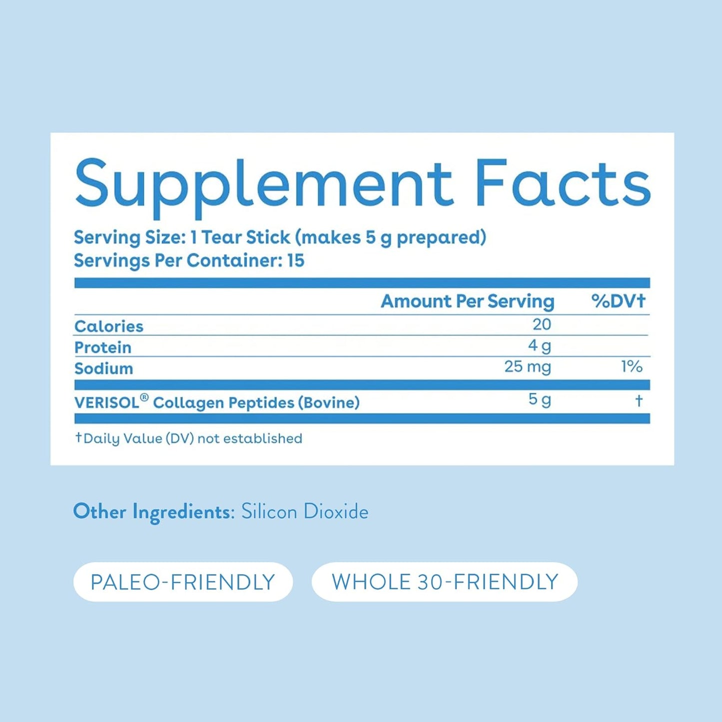 Grass-Fed Collagen Peptides Powder for Hair, Skin & Nails | Easy-to-Dissolve Supplement with VERISOL | Unflavored Tear Sticks for Convenience