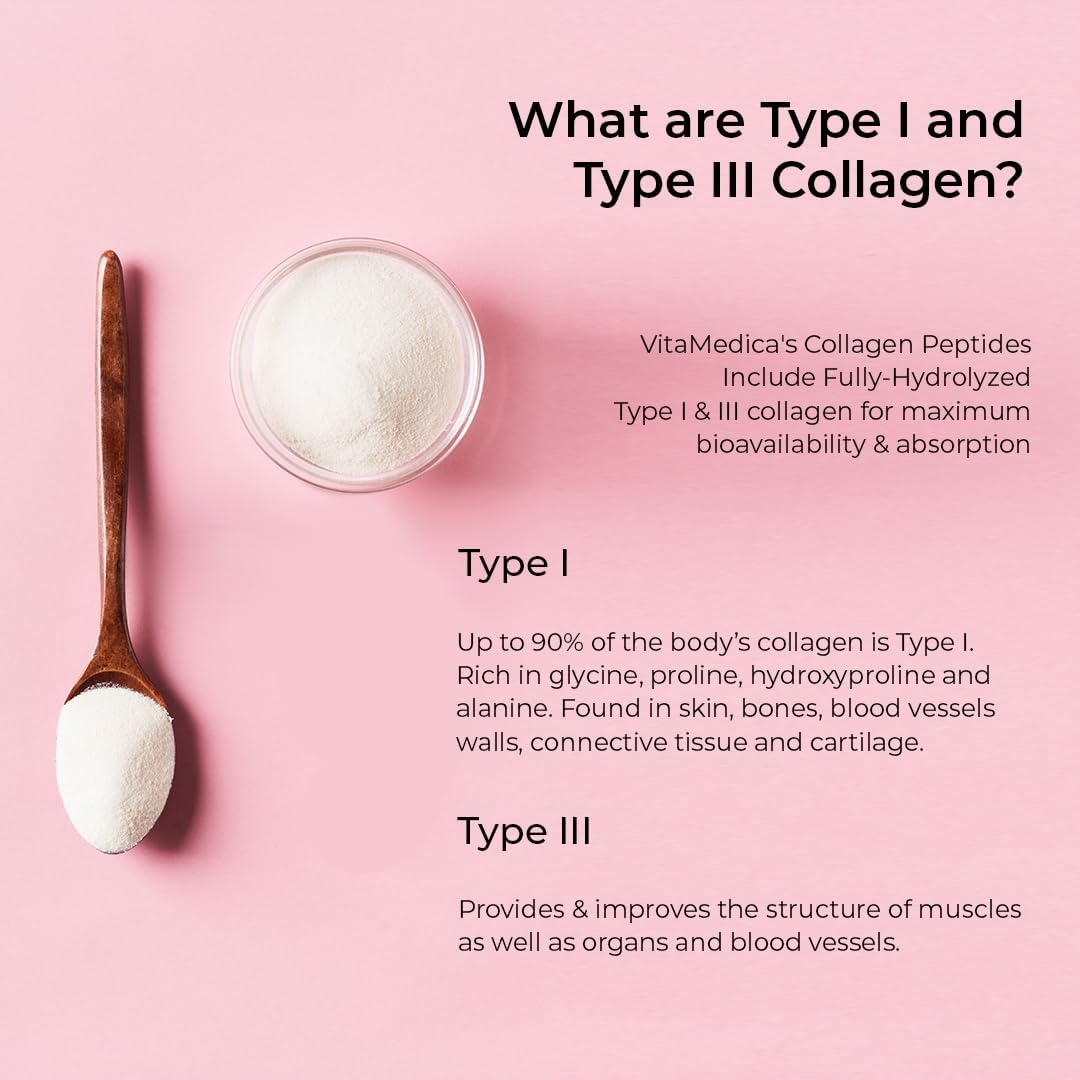 Grass-Fed Collagen Peptides Powder for Healthy Hair, Skin, Nails, Bones & Joints - Hydrolyzed Types I & III - Zero Sugar - 48 Servings