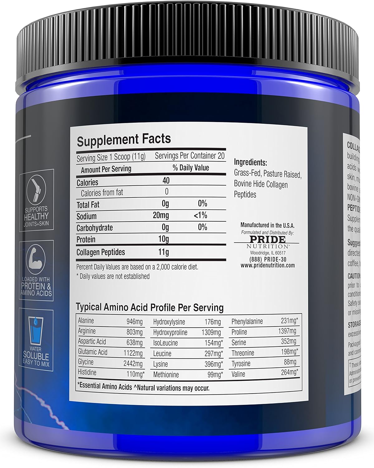 Grass-Fed Collagen Peptides Powder for Skin, Hair, Joints, Nails - Paleo & Keto Friendly - GMO & Gluten Free