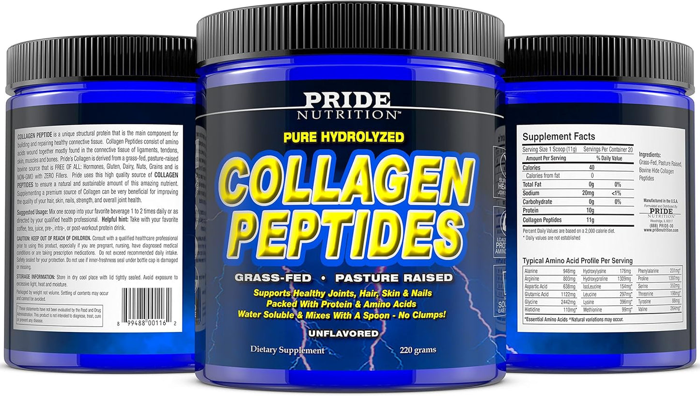 Grass-Fed Collagen Peptides Powder for Skin, Hair, Joints, Nails - Paleo & Keto Friendly - GMO & Gluten Free