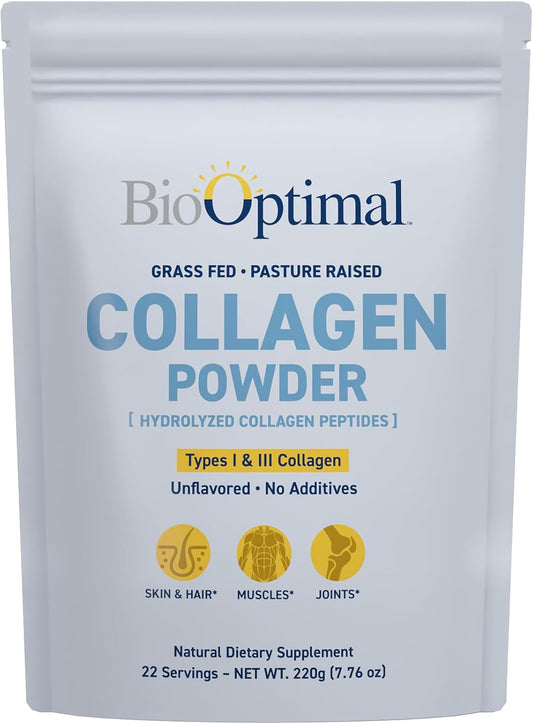 Grass-Fed Collagen Peptides Powder for Skin, Hair, & Nails - Non-GMO Protein Supplement (22 Servings)