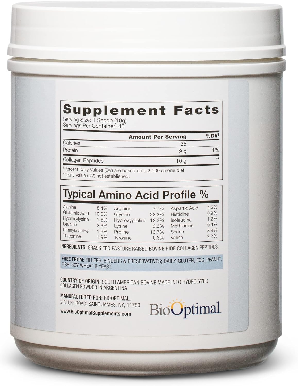 Grass-Fed Collagen Peptides Powder for Skin, Hair, & Nails - Non-GMO Protein Supplement (45 Servings)