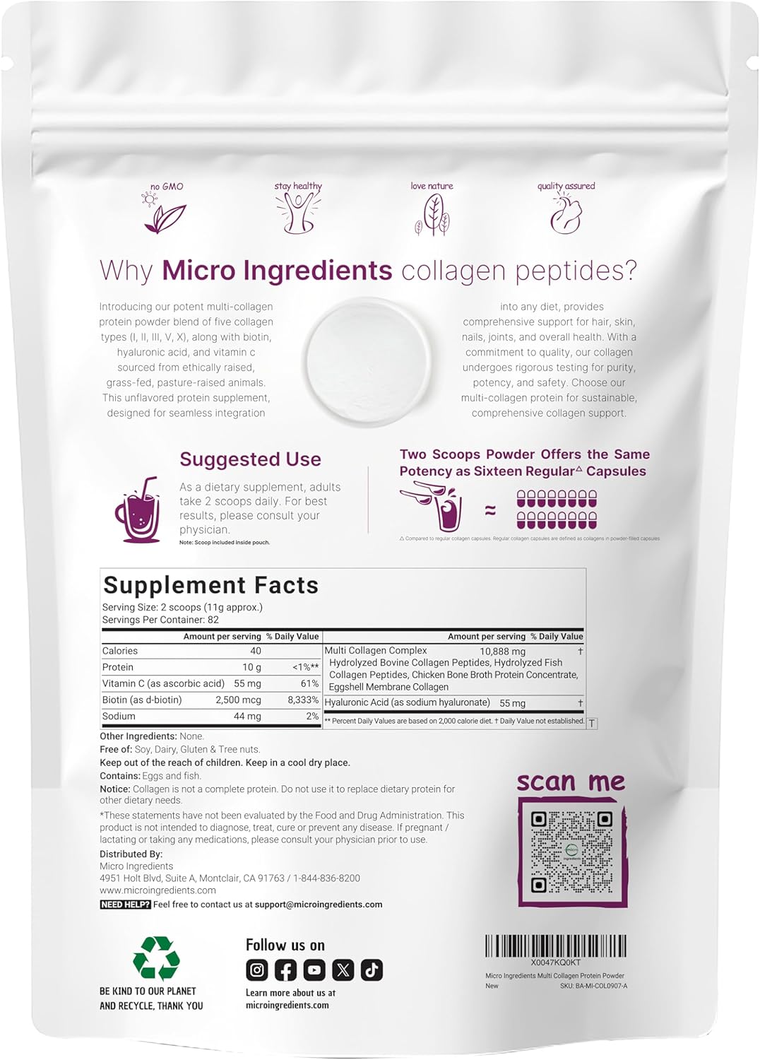 Grass-Fed Collagen Peptides Powder & Vitamin D3 Bundle Pack - 2lbs Protein + 5,000 IU Cholecalciferol for Bone Health & Skin Support