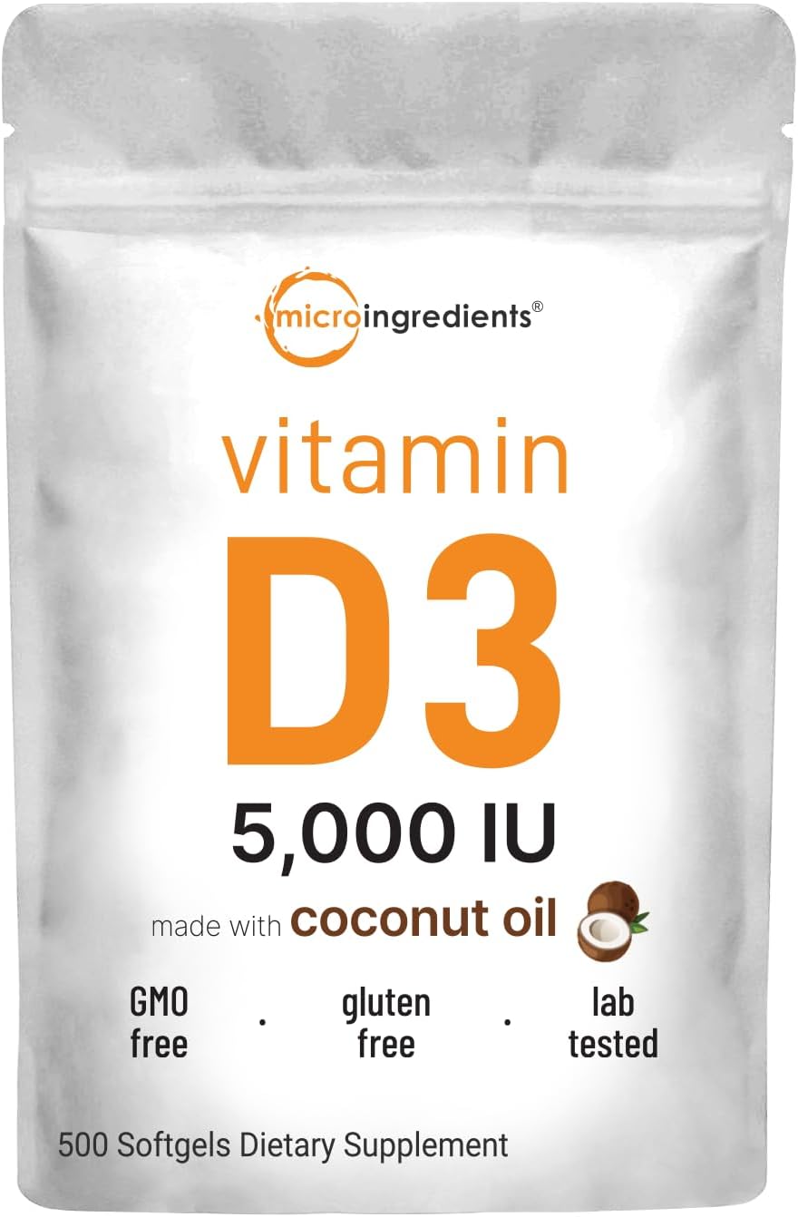 Grass-Fed Collagen Peptides Powder & Vitamin D3 Bundle Pack - 2lbs Protein + 5,000 IU Cholecalciferol for Bone Health & Skin Support