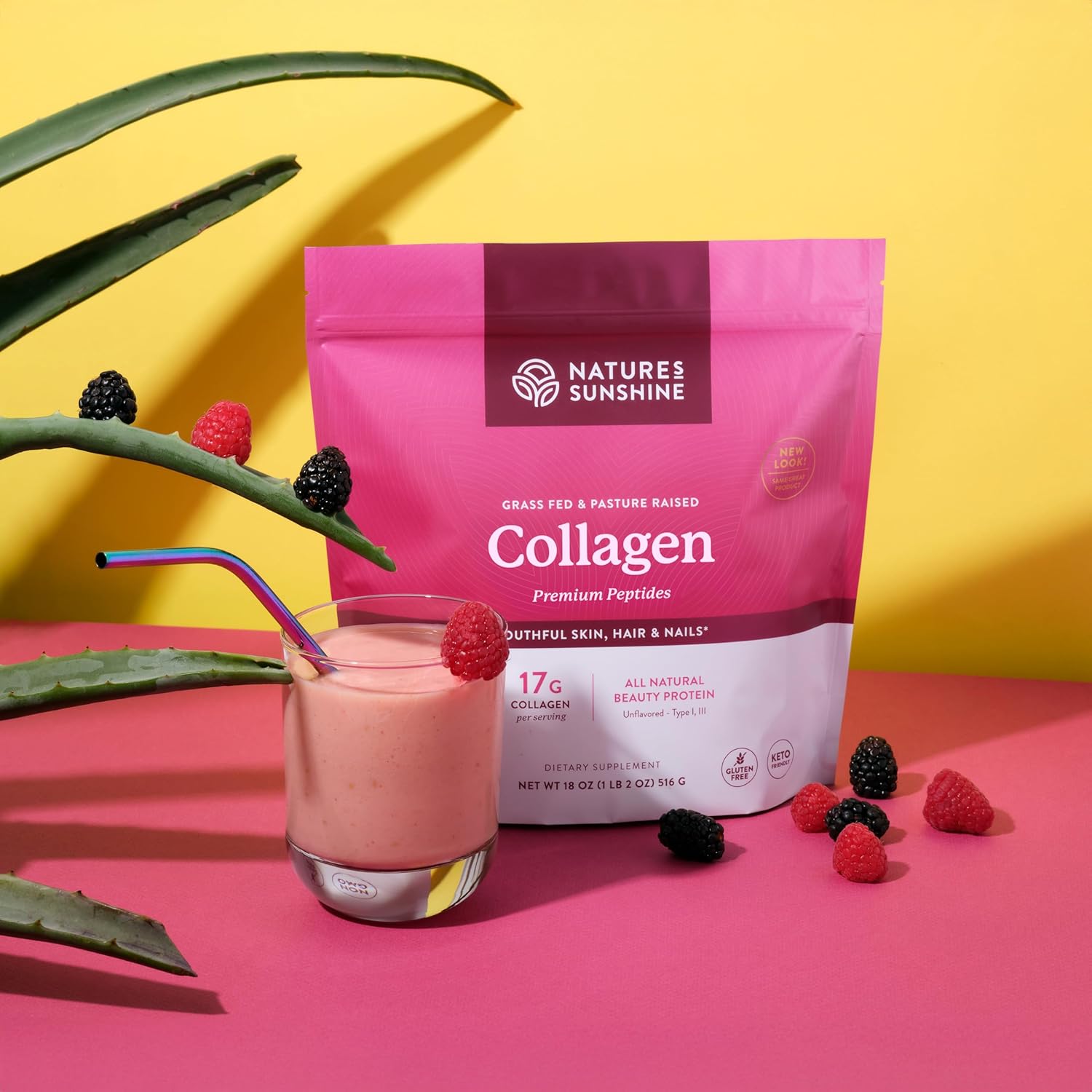 Grass Fed Collagen Powder Type I & III from Pasture Raised Bovine - 18 Oz