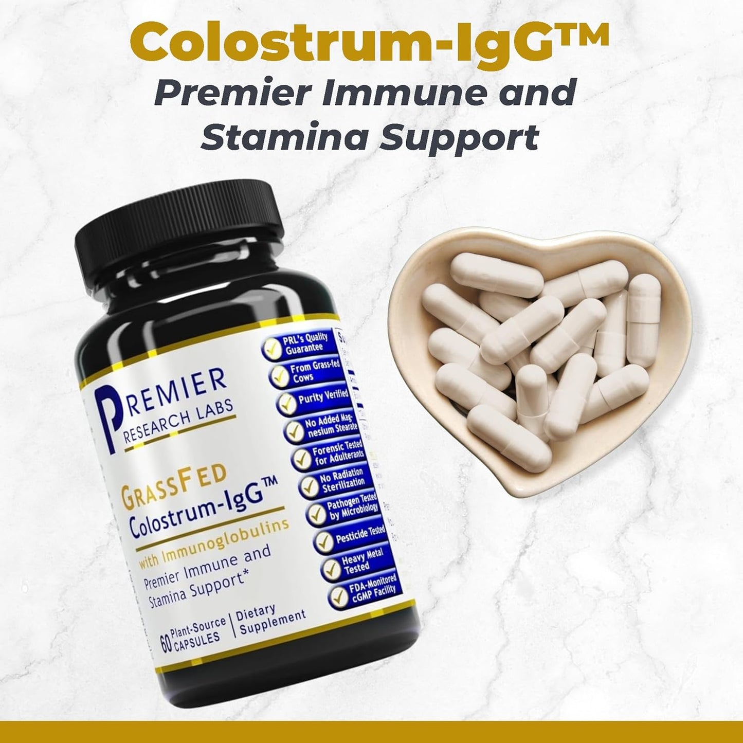 Grass-Fed Colostrum-IgG Supplement for Immune System Support - 60 Plant Capsules