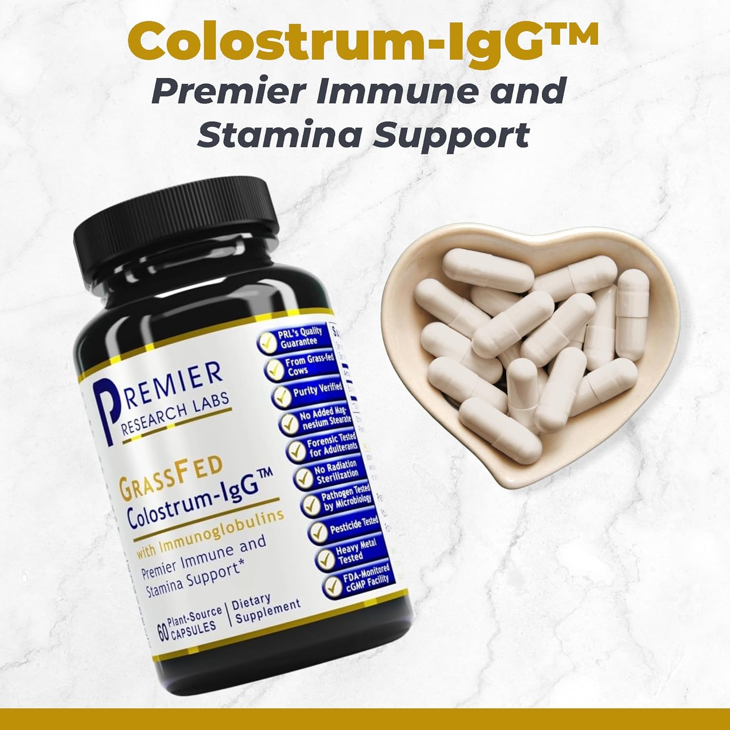 Grass-Fed Colostrum-IgG Supplement for Immune System Support - 60 Plant Capsules
