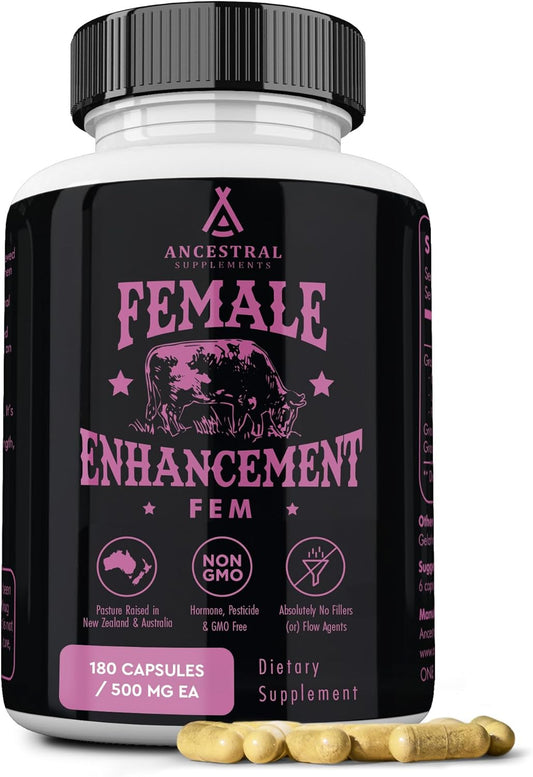 Grass Fed FEM Liver Supplement for Women with Collagen, CoQ10, Vitamin B12 - 180 Count
