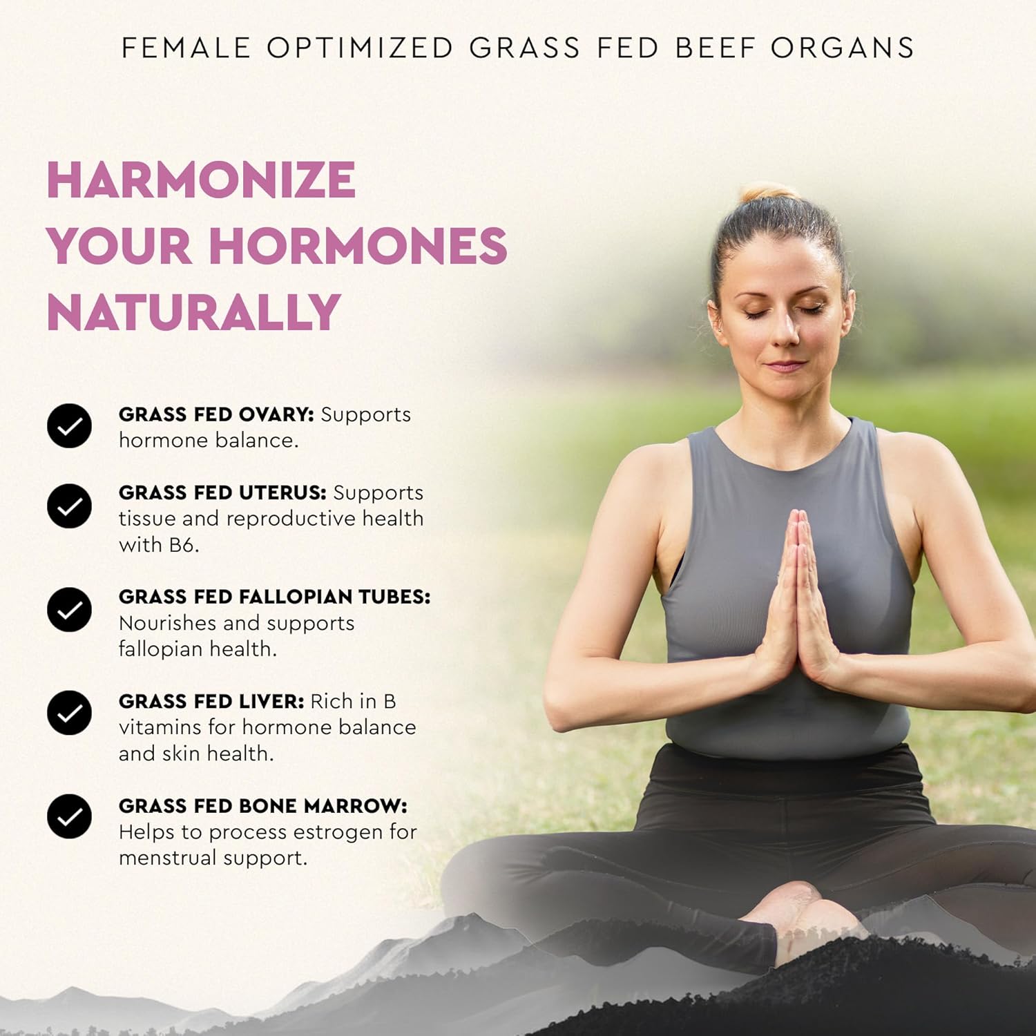 Grass Fed FEM Liver Supplement for Women with Collagen, CoQ10, Vitamin B12 - 180 Count