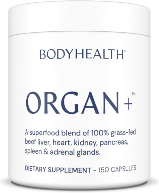 Grass-Fed Glandular Organ Complex Supplement with Beef Liver, Heart, Kidney, Pancreas, Spleen - Non GMO Adrenal Support (150 Capsules)