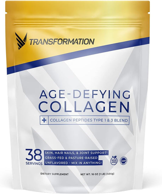 Grass-Fed Hydrolyzed Collagen Peptides Powder for Hair, Skin, Nails | Multi Types 1 & 3 | Pure Bovine | Keto Friendly | 16oz Unflavored Supplement