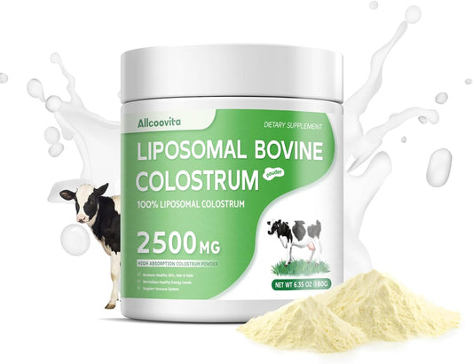 Grass Fed Liposomal Bovine Colostrum Powder - Premium Supplement for Gut Support, Immune Health, and Hair Growth - 72 Servings, 180g/6.35 oz Bottle