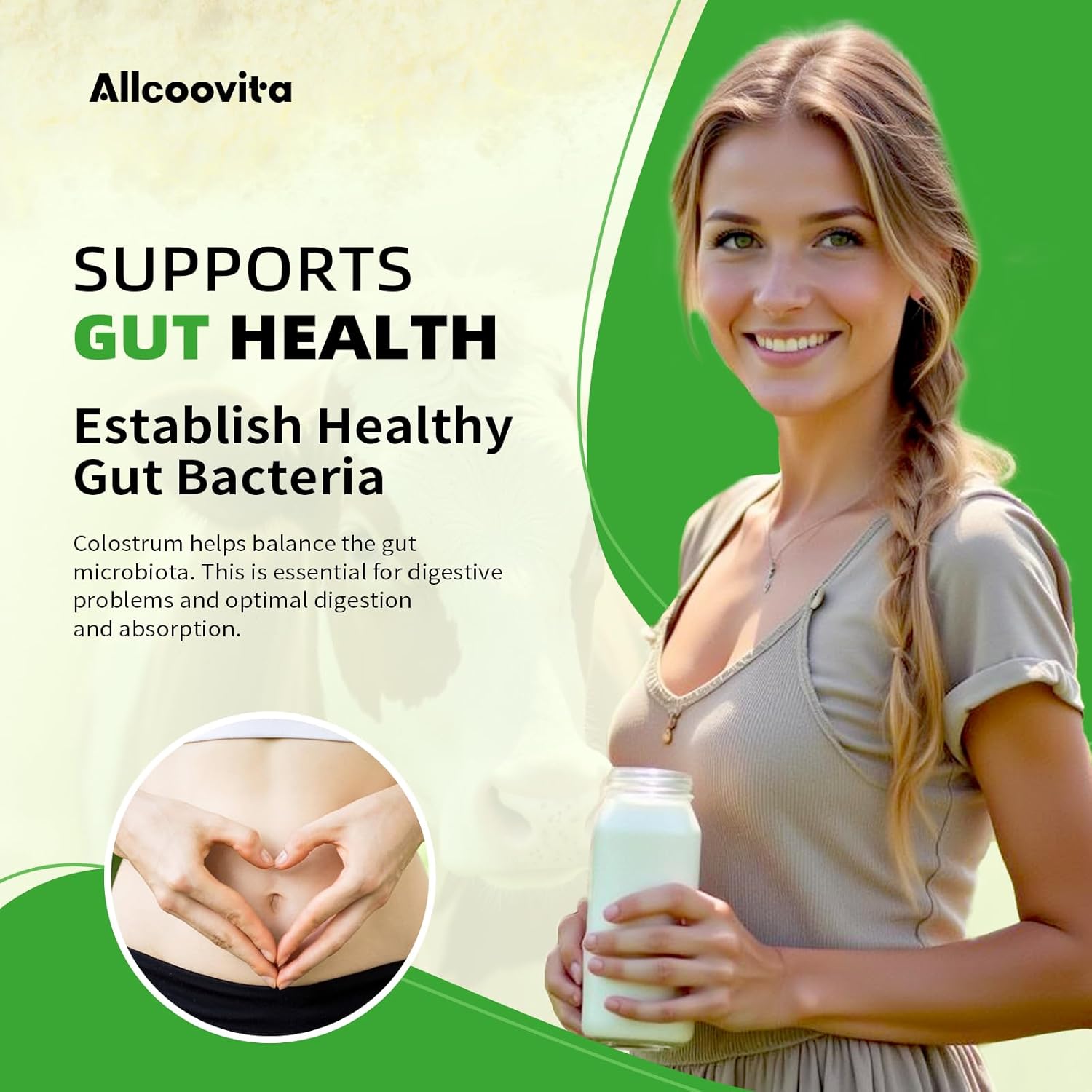 Grass Fed Liposomal Bovine Colostrum Powder - Premium Supplement for Gut Support, Immune Health, and Hair Growth - 72 Servings, 180g/6.35 oz Bottle