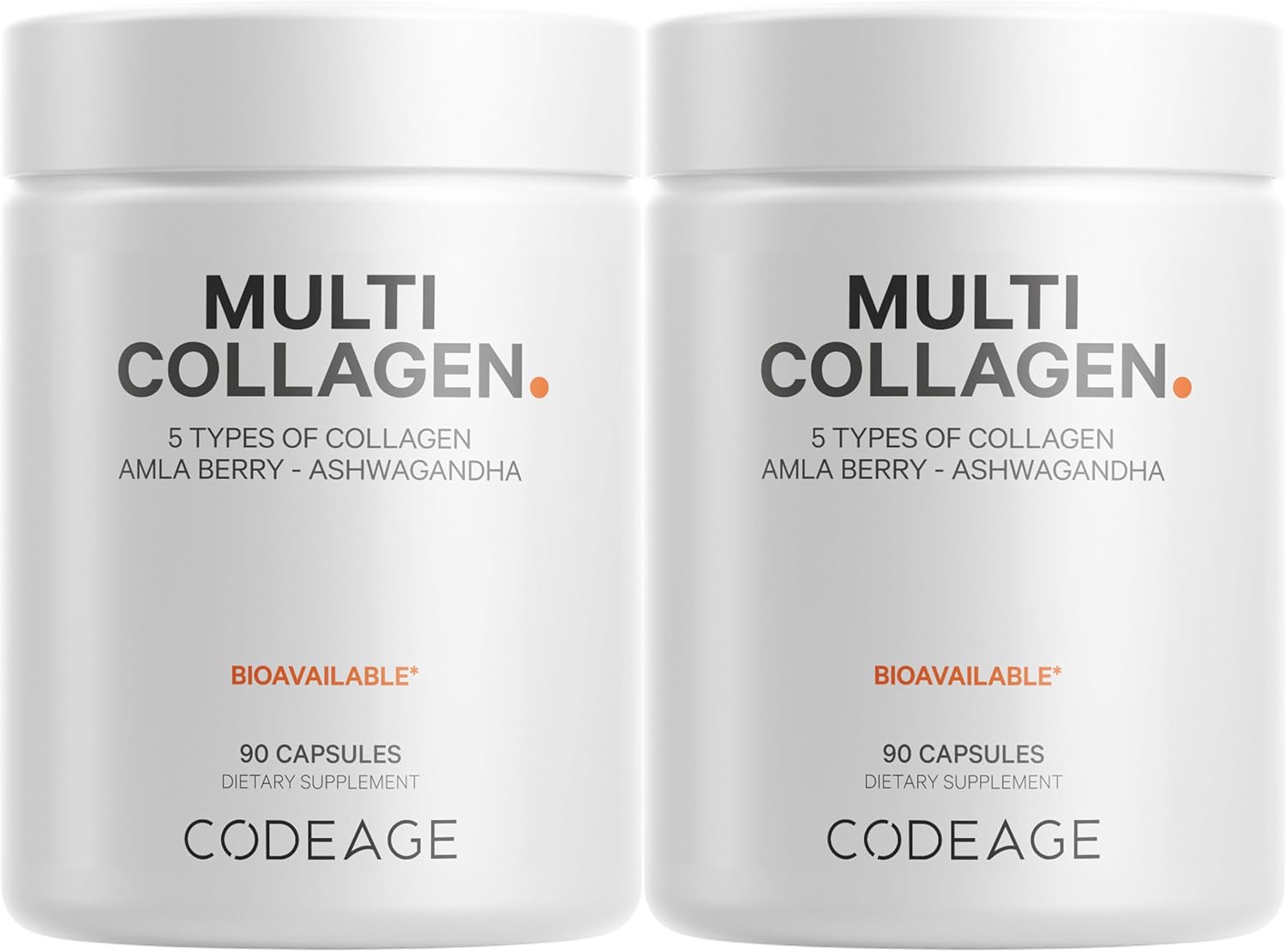 Grass-Fed Multi Collagen Peptides Capsules with Ashwagandha and Amla Berry Vitamins - 2-Pack