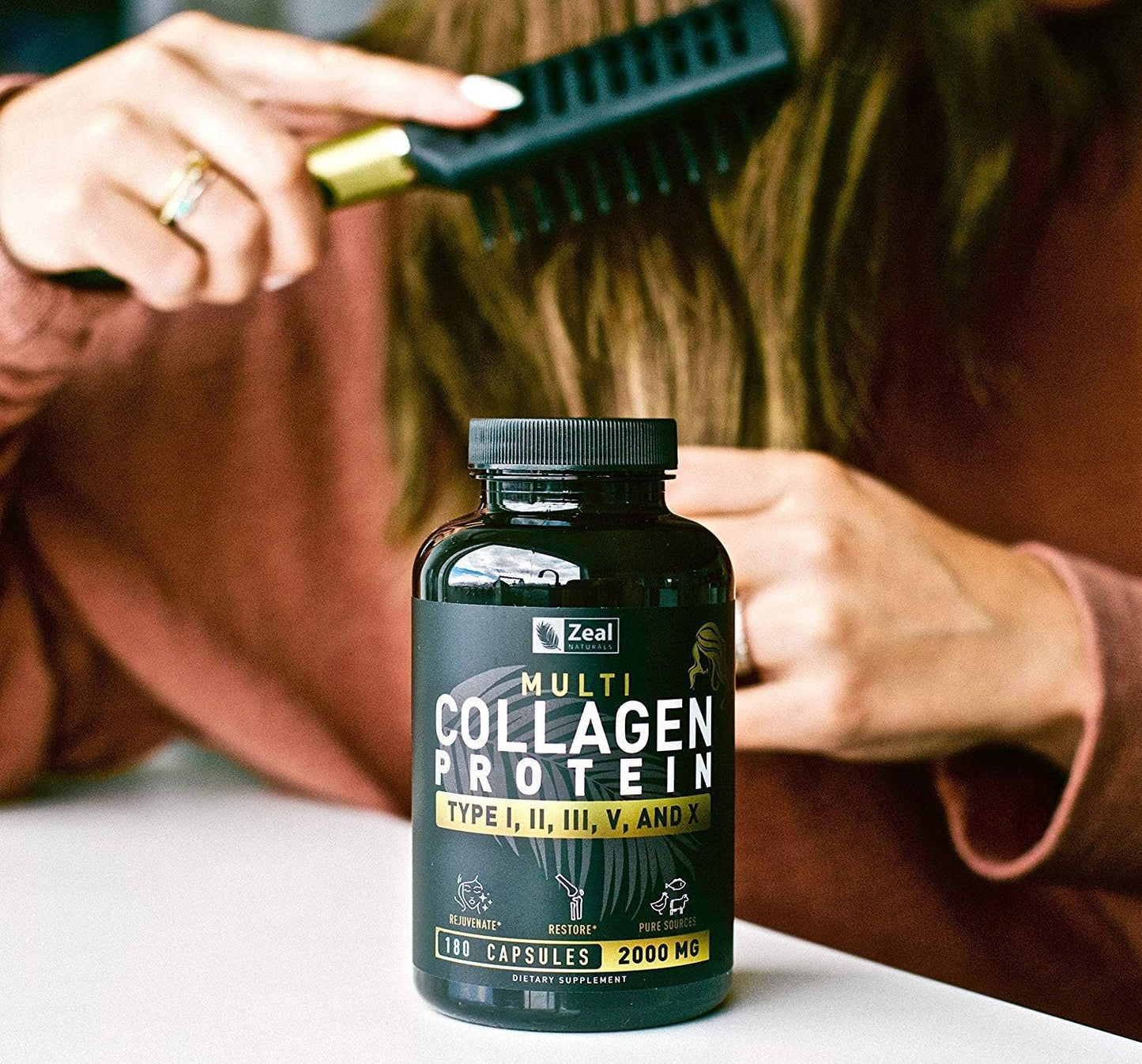Grass Fed Multi Collagen Peptides Pills (Types Ⅰ,Ⅱ,Ⅲ,Ⅴ,Ⅹ) - 180 Capsules for Hair, Skin, Nails, Joints - Women's Collagen Supplement