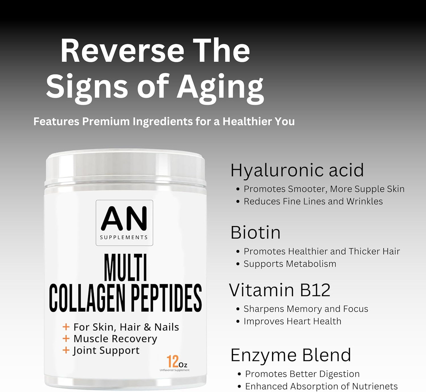 Grass-Fed Multi Collagen Peptides Powder for Hair, Skin, Nails & Joint Health - Keto Friendly, Non-GMO & Gluten Free - Unflavored Collagen Supplement by AHOLIC NUTRITION