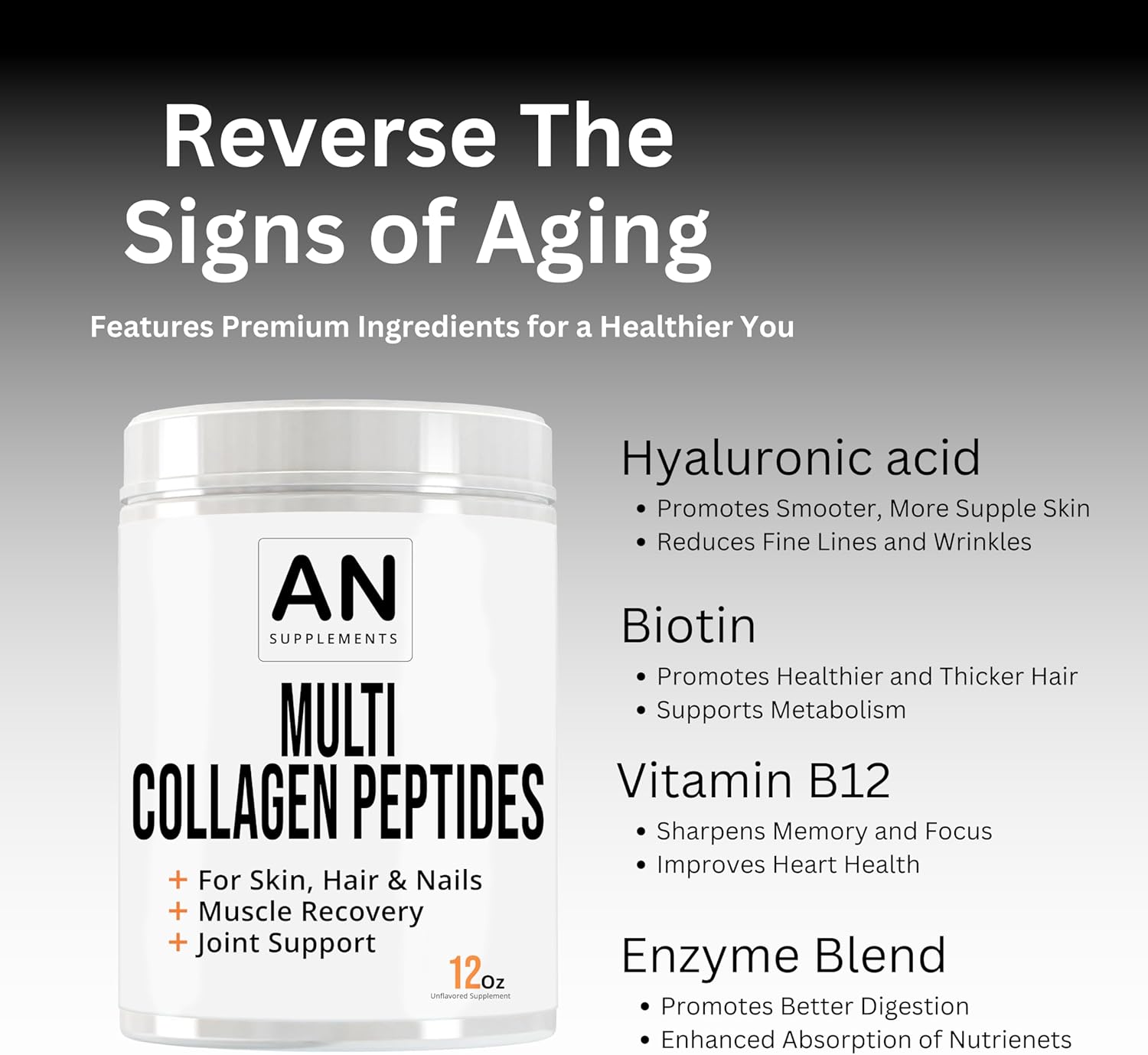 Grass-Fed Multi Collagen Peptides Powder for Hair, Skin, Nails & Joint Health - Keto Friendly, Non-GMO & Gluten Free - Unflavored Collagen Supplement by AHOLIC NUTRITION